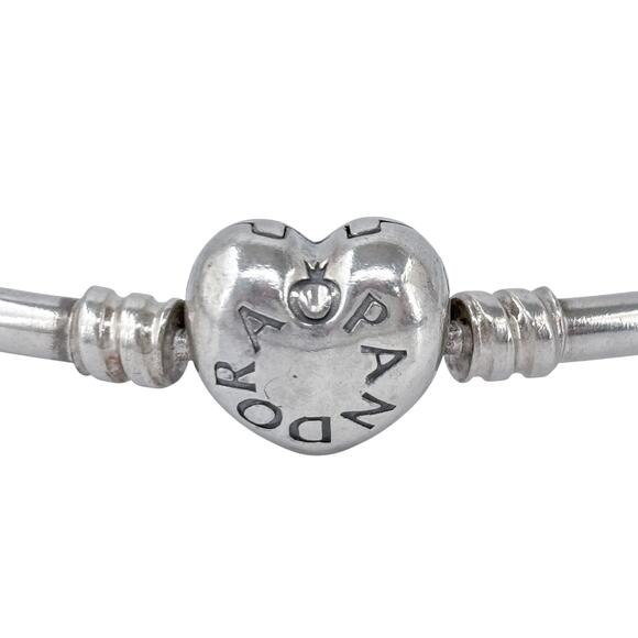 Vintage Pandora Sterling Silver 925 | Moments Heart Clasp Bangle Bracelet 8.25" - Picture 3 of 12